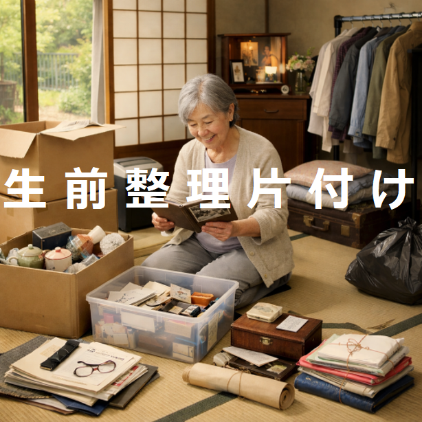 おばちゃんが荷物片付け作業