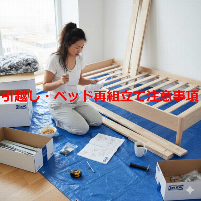 IKEA家具再組立てする女性