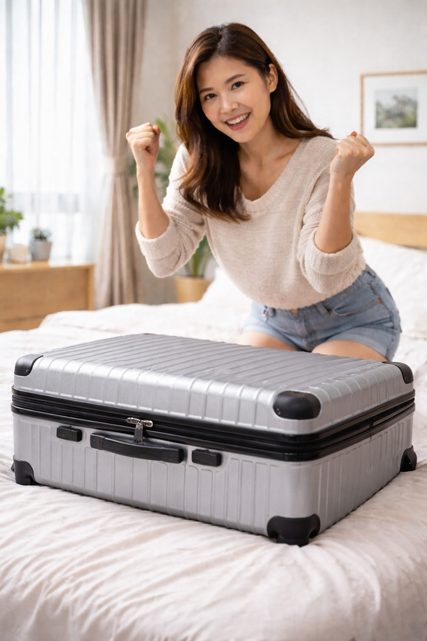 ガッツポーズする女性