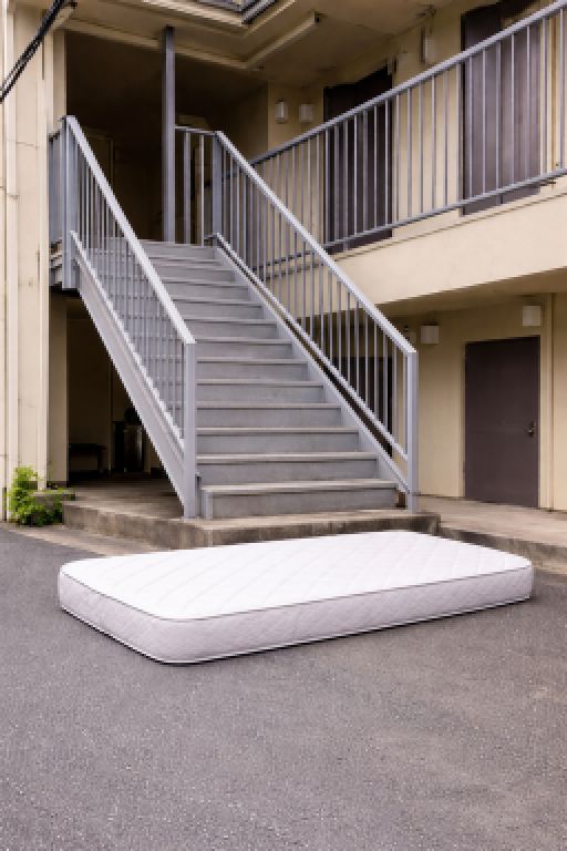 地面においたベッドマットレス