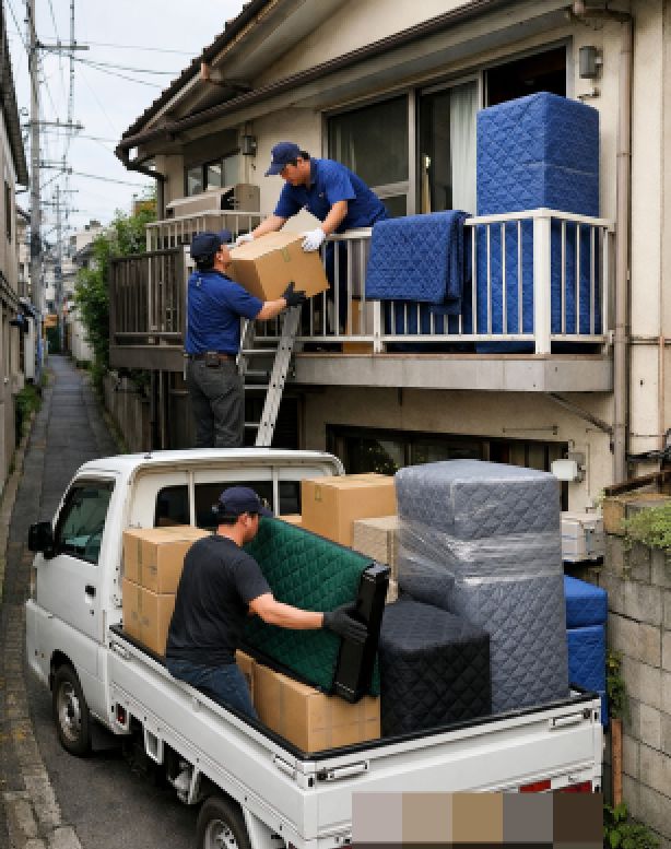 戸建住宅で引越し作業中