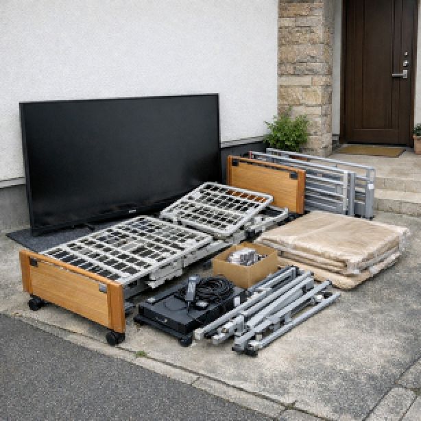 新宿区不用品回収業者｜７５型液晶テレビ・電動介護ベッド解体処分