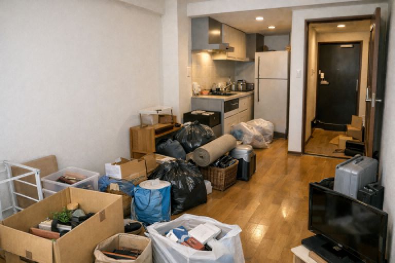 片付け中の部屋