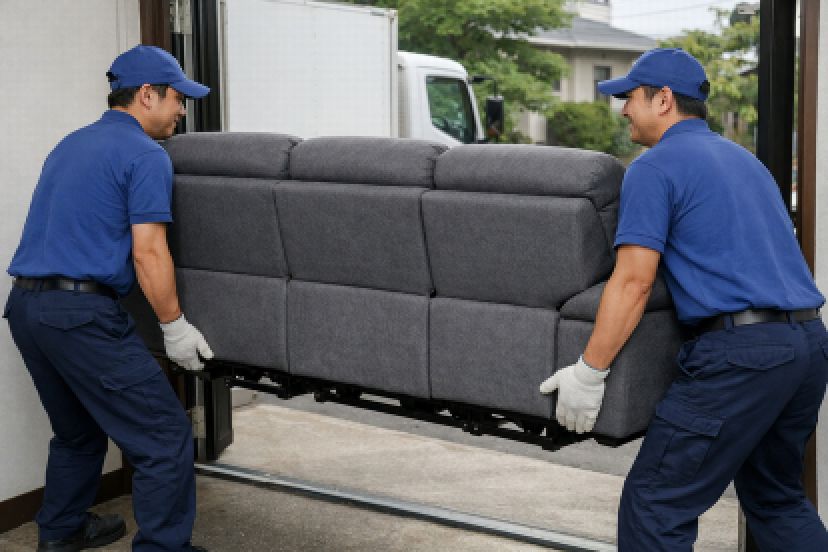 電動リクライニングソファーを搬出作業員２名