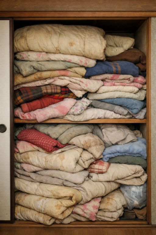 大量の布団毛布