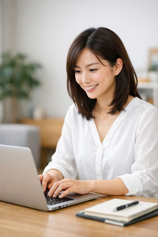 女性がパソコンしてる