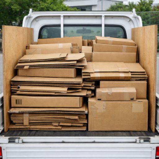 トラックにのせたダンボール