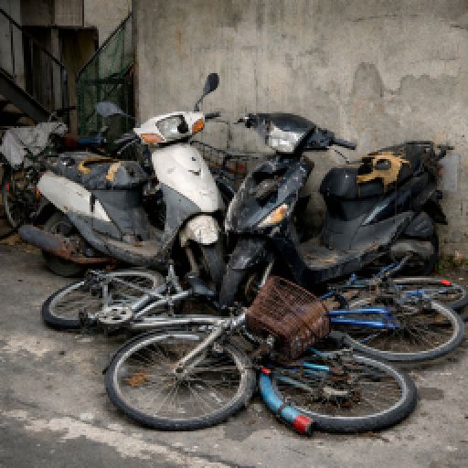 壊れた原付バイク