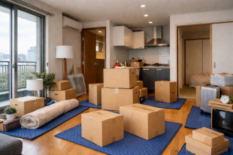 引越し片付け中の部屋