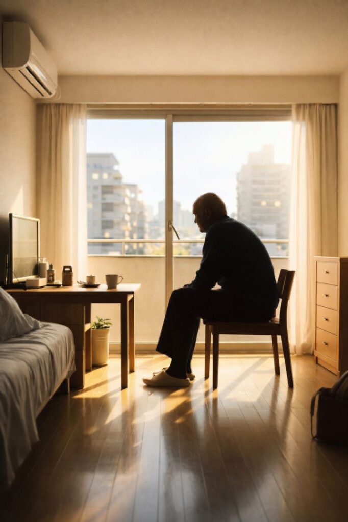 椅子に座っている高齢男性