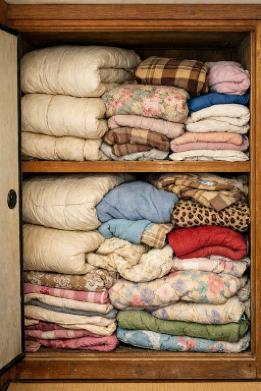 大量の布団毛布