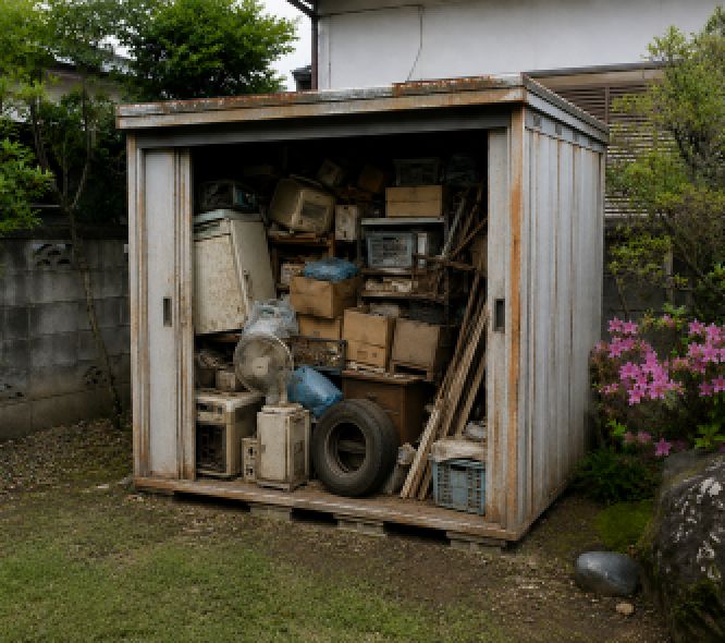 調布市老朽化した物置本体解体｜物置内の荷物片付け処分